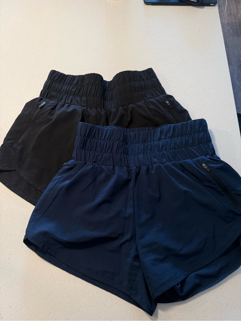 Women's High-Waist Elastic Waistband Active Shorts - Black & Navy